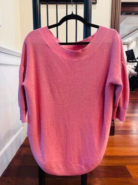Express Soft Pink Ribbed Knit Tunic Sweater Oversized XS Fits S
